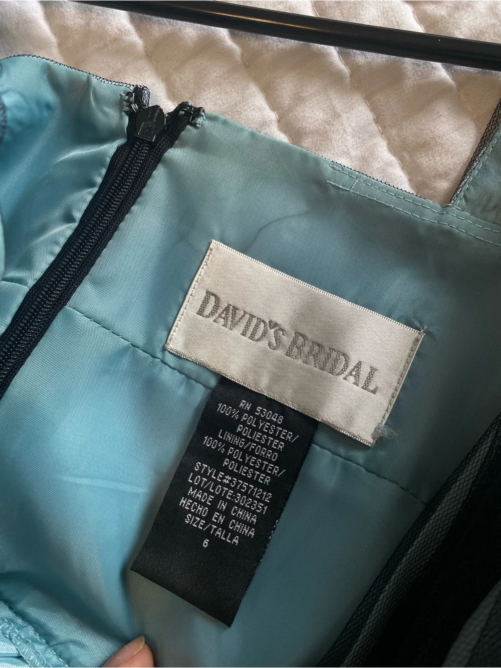 David's Bridal Blue Satin & Black Tulle Girls' Formal Dress